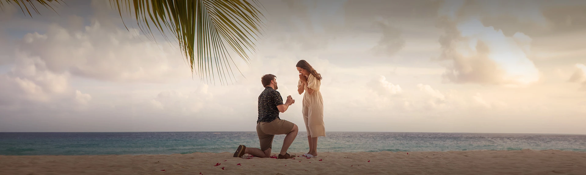 a man proposing to a woman on a beach