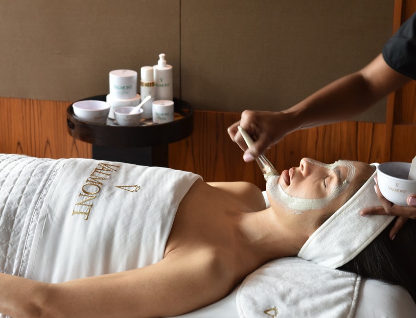 view of a woman getting a facial treatment