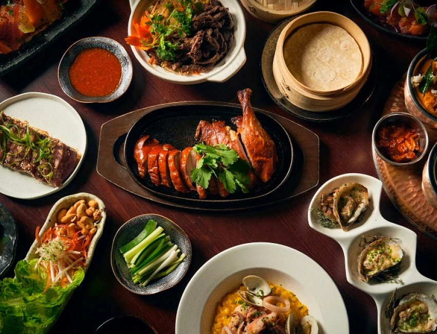 Top view of some gourmet dishes