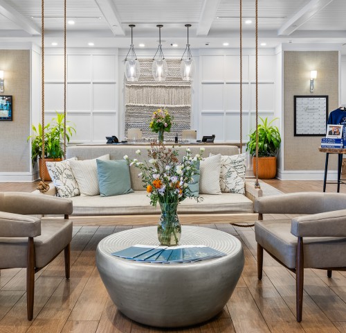 a room with a table and chairs