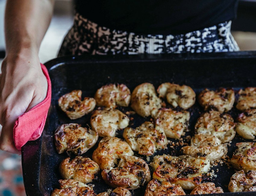 tray of cooked shrimp