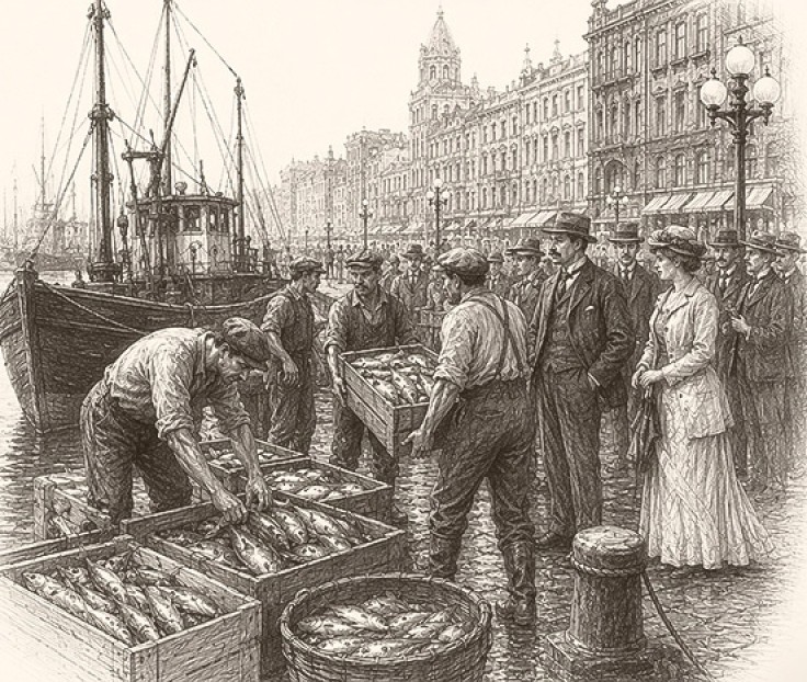 a group of people standing next to a boat