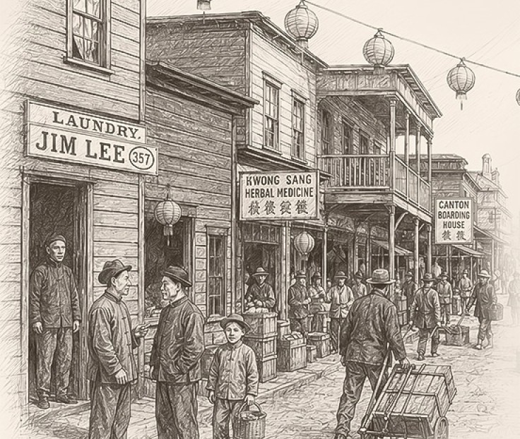 a drawing of people walking in a street