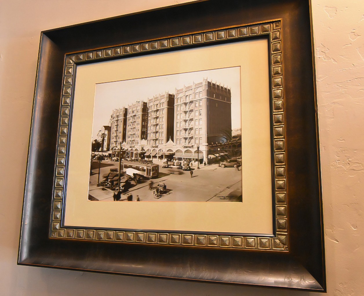 a framed picture of a building