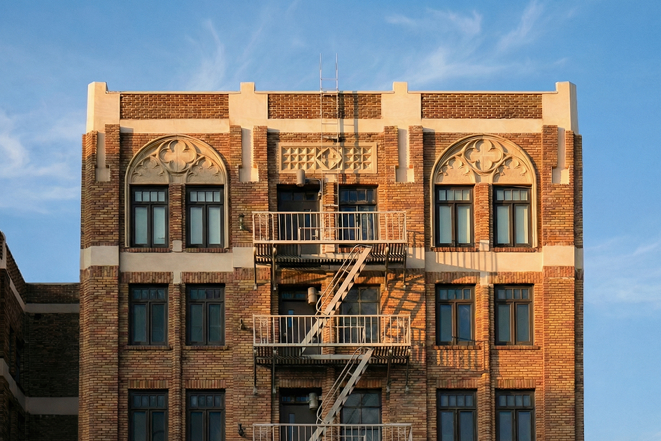 a building with a fire escape
