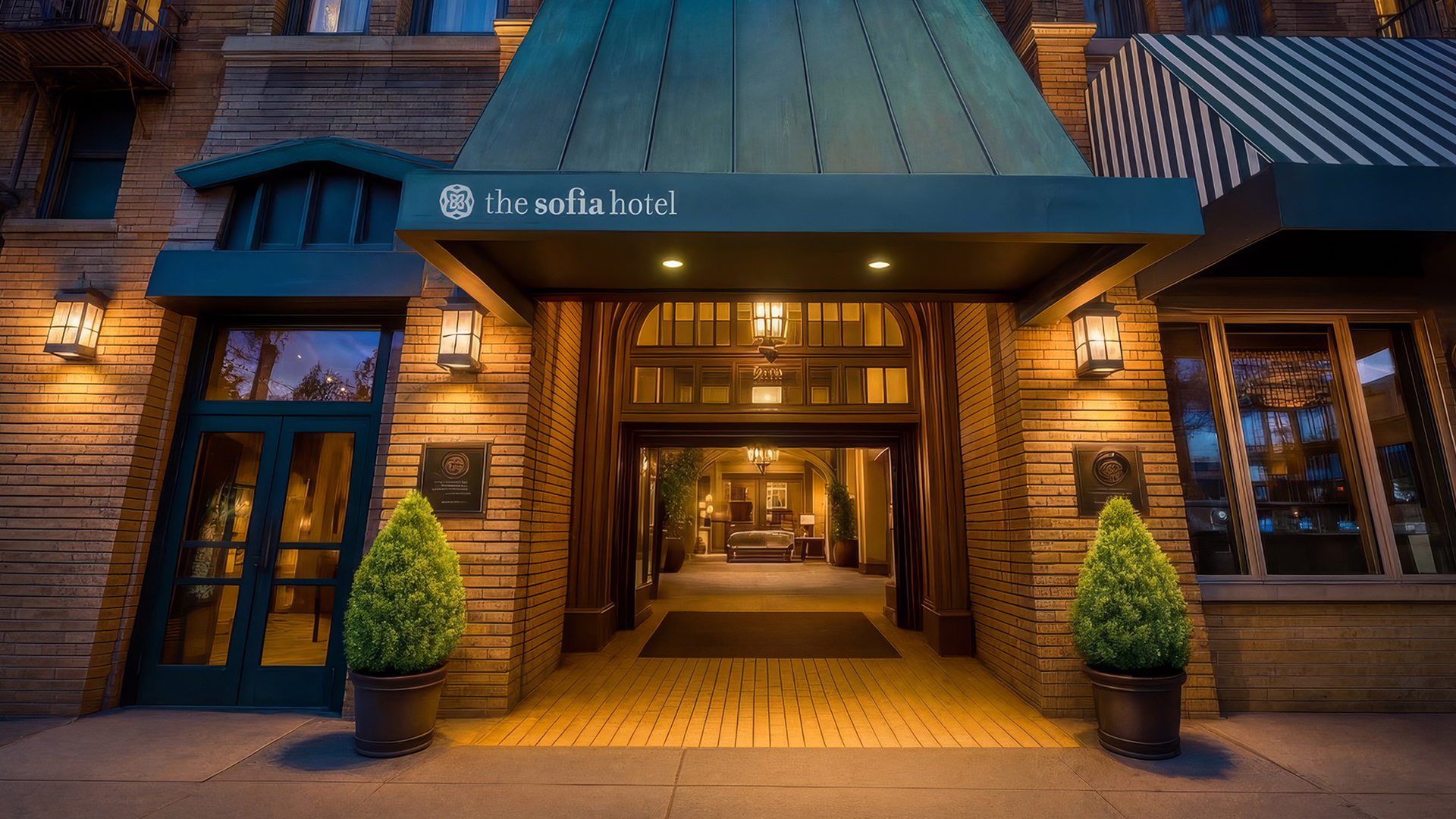 a building with a sign on the front entrance