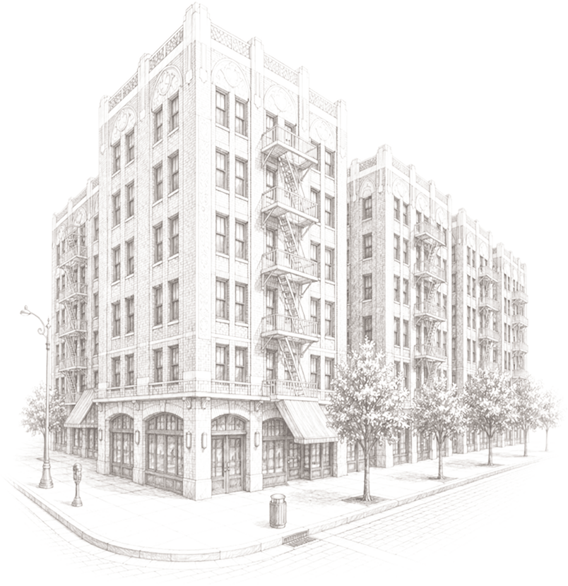 a drawing of a building