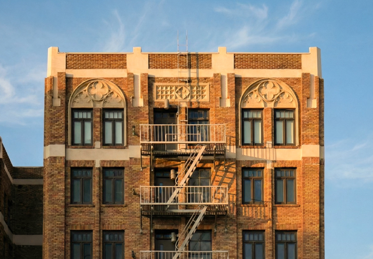 a building with a fire escape