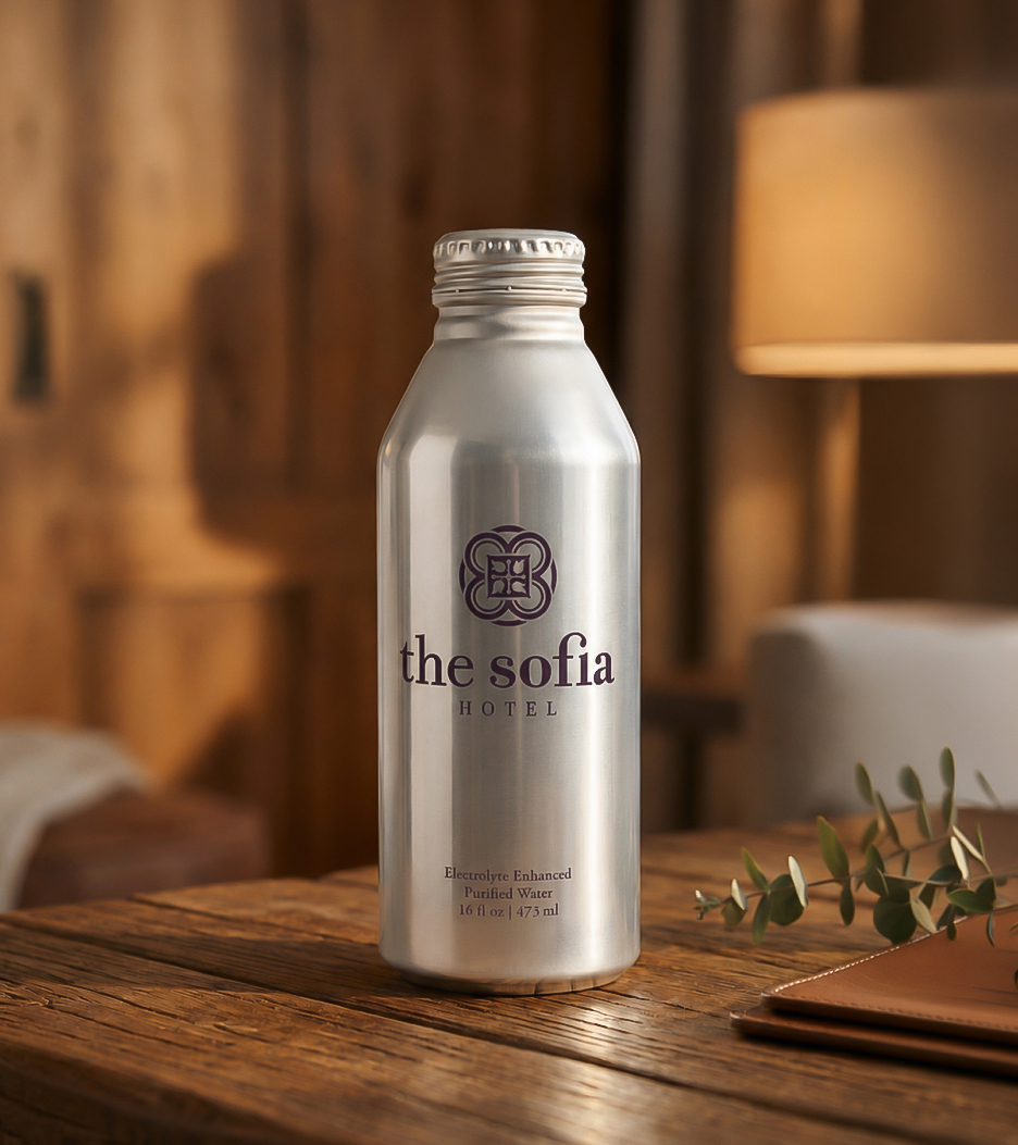 a silver bottle on a table