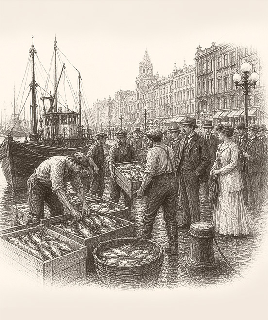 a group of people standing next to a boat