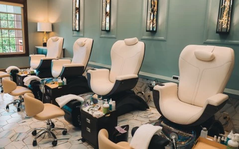 a room with chairs and a table