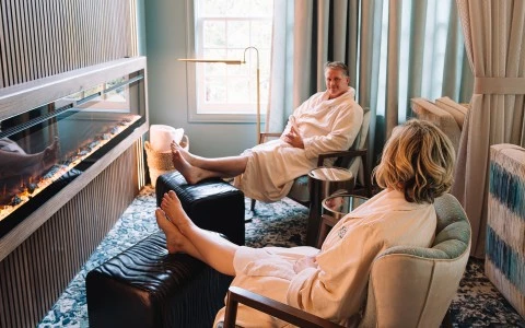 a man and woman in a room