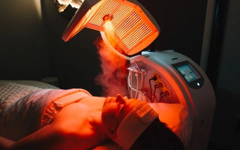 a person lying down in a hot light