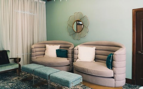 a two chairs in a room