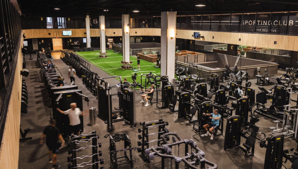 a gym with several machines