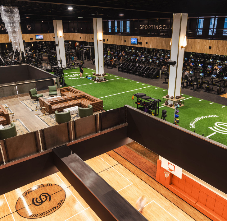 a gym with people in the background