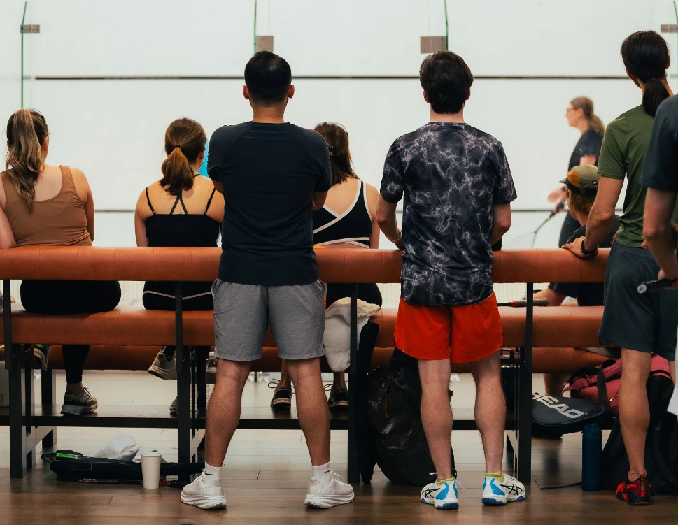 a group of people sitting in a room