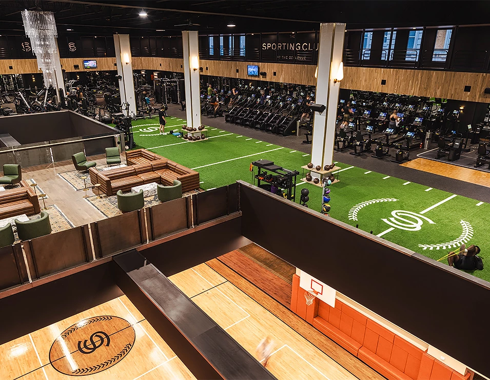 a gym with people in the background