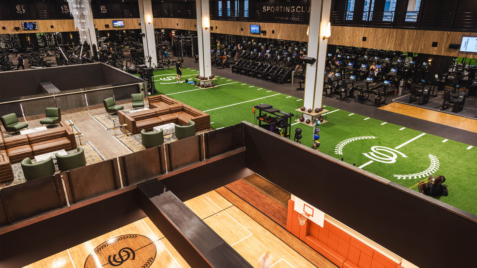 a gym with people in the background