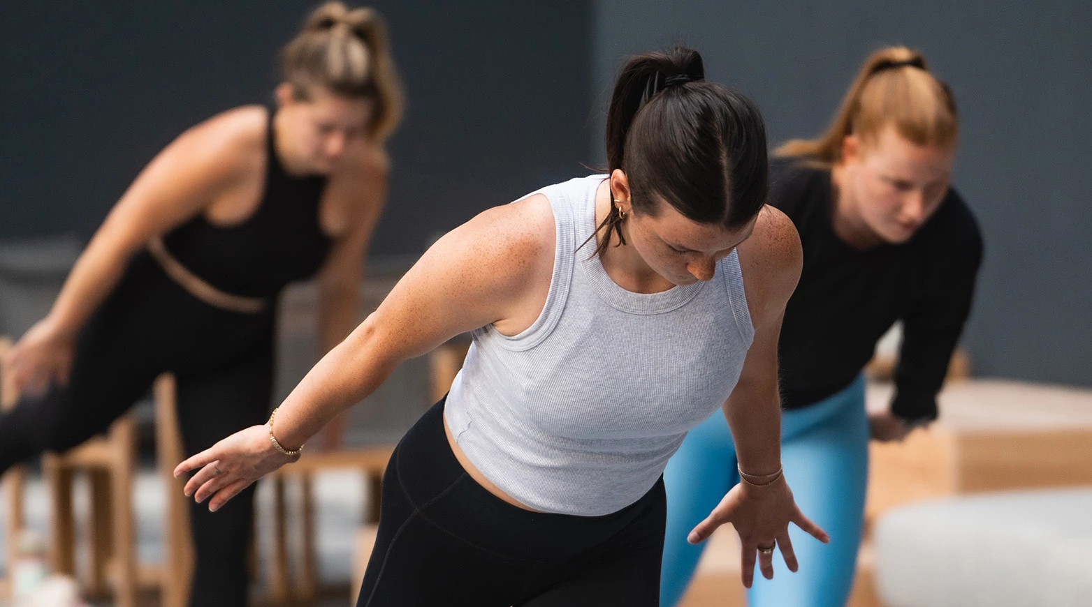 a group of women in a gym