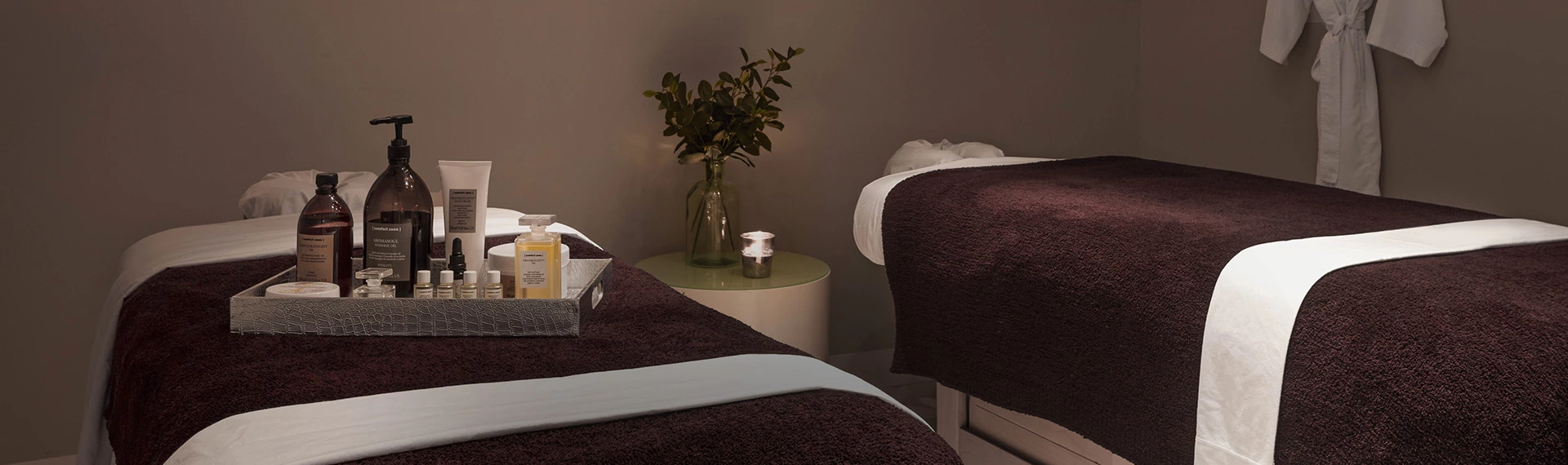 a massage table with two beds