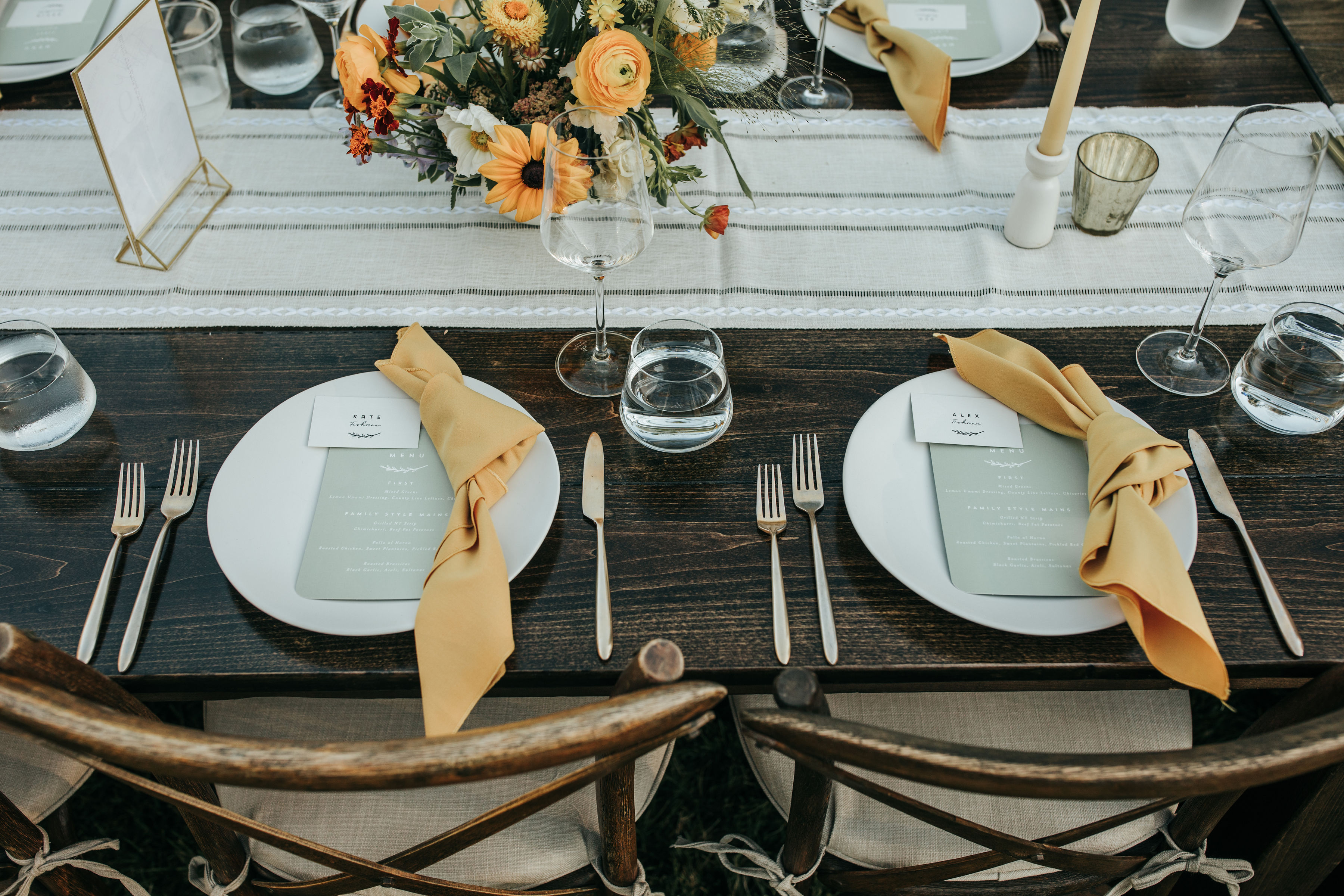 a table set with plates and cutlery