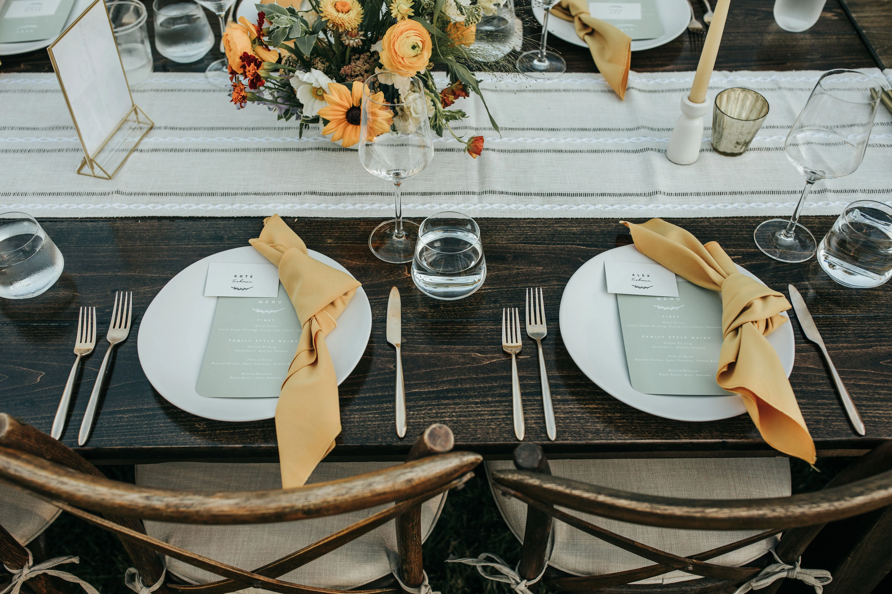 a table set with plates and cutlery