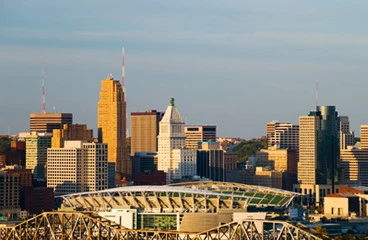 Skyline of buildings during sunset