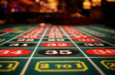 Casino roulette table with numbers 