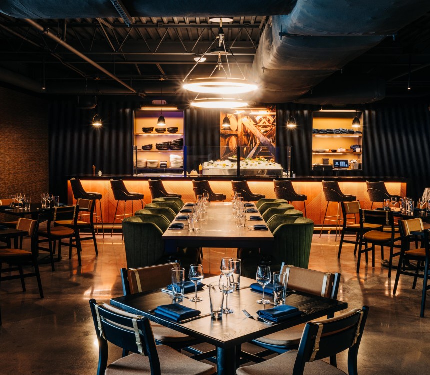 a restaurant with tables and chairs