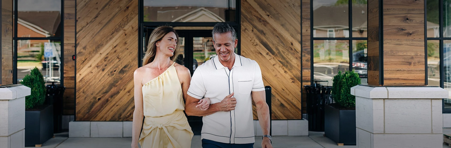 a man and woman walking together