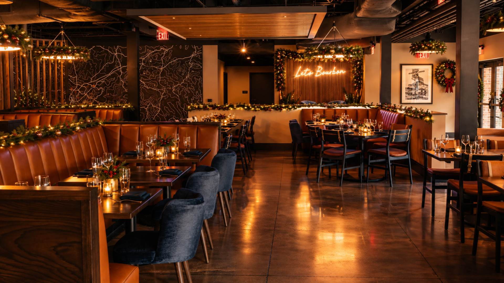 a restaurant with tables and chairs
