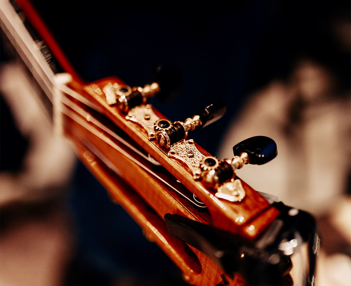 a close up of a guitar