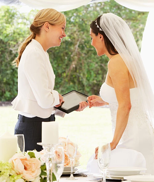 wedding planner and bride
