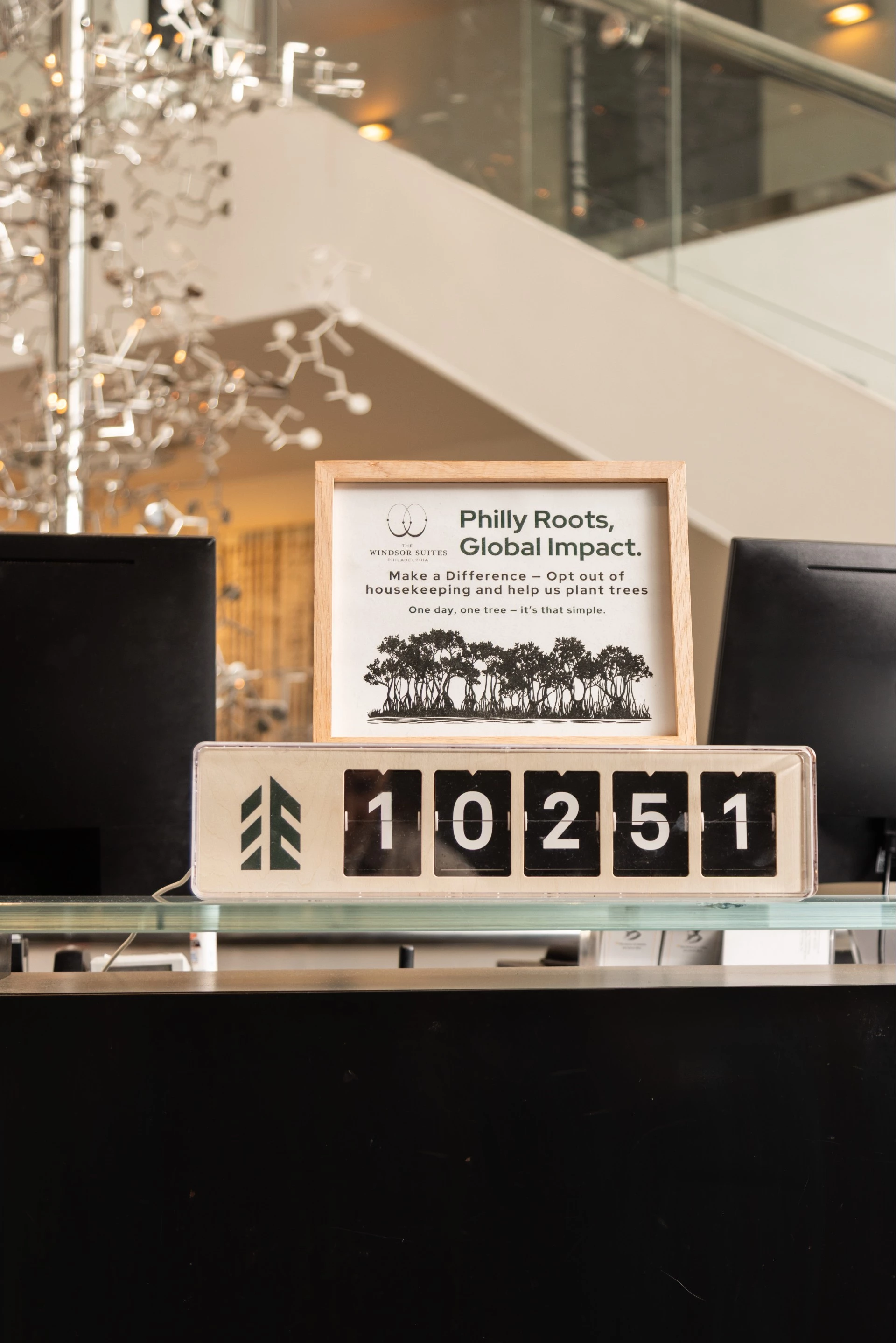 a sign on a table