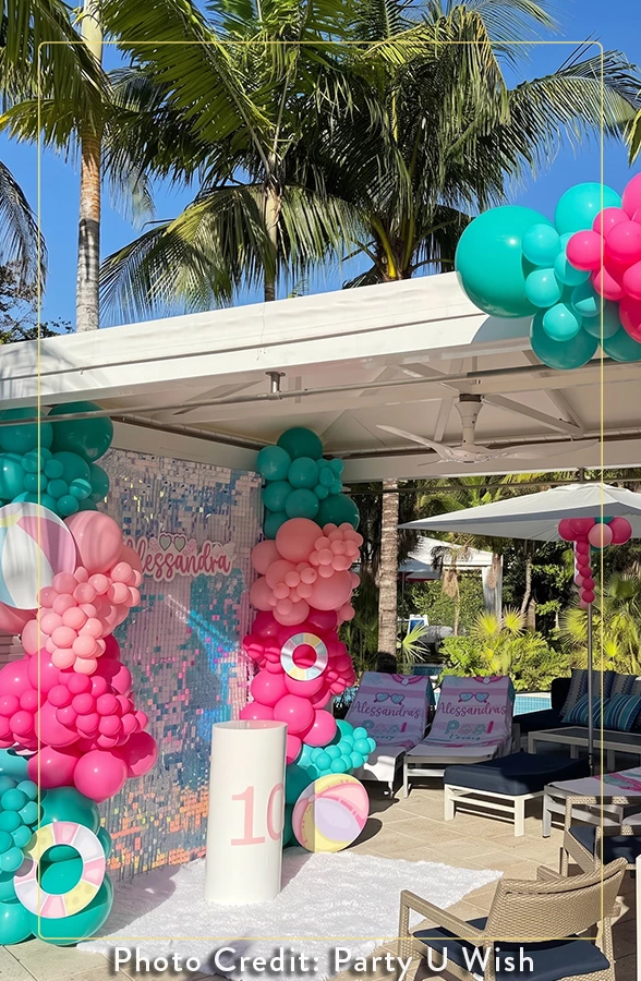 a balloon decorations on a patio