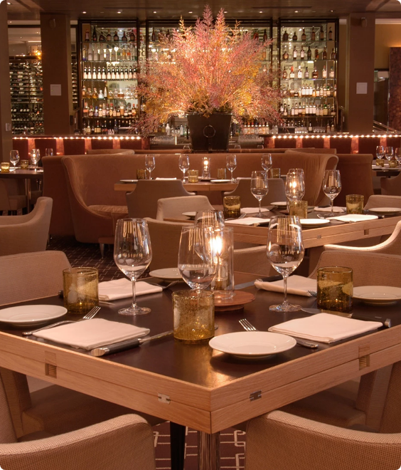 a restaurant with tables and chairs