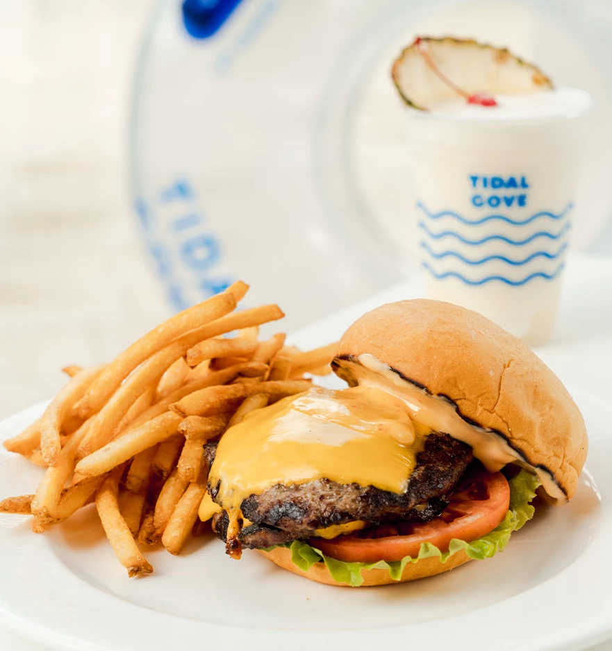 a cheeseburger and fries on a plate