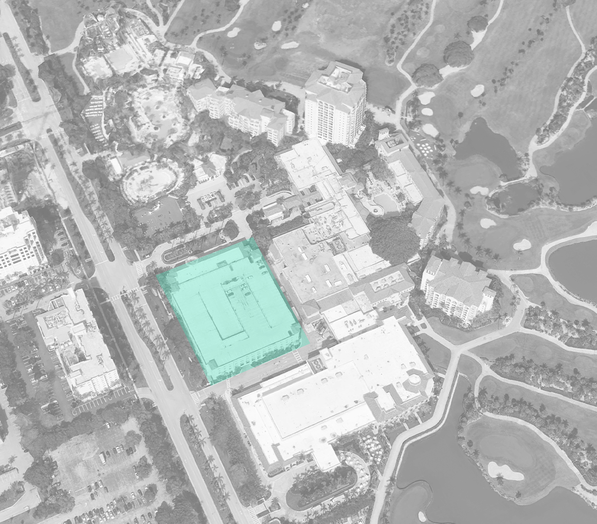 an aerial view of a building