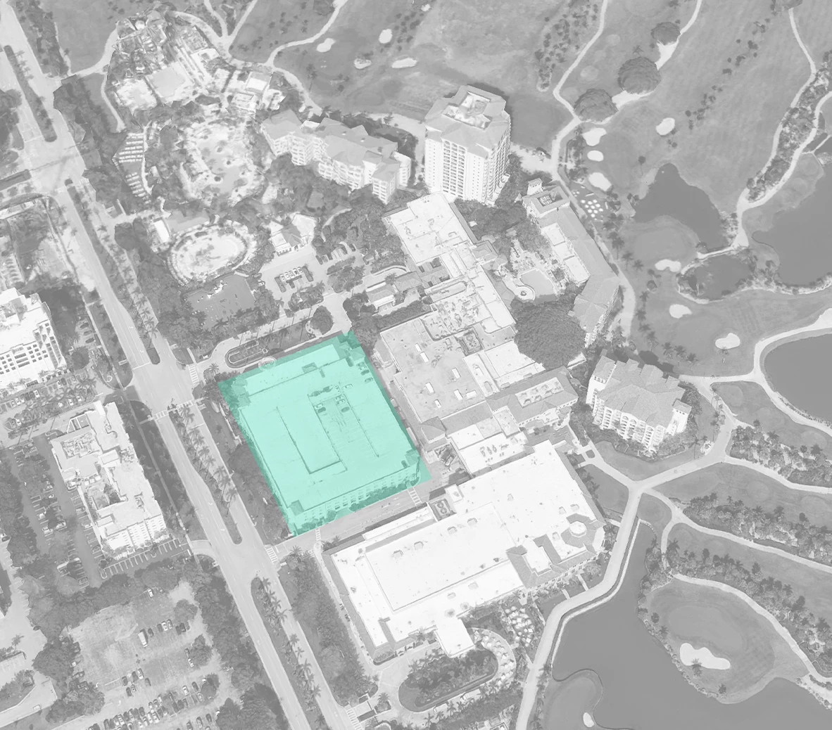 an aerial view of a building