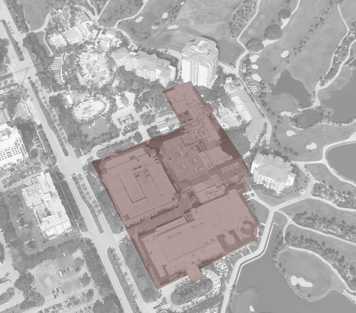 an aerial view of a building