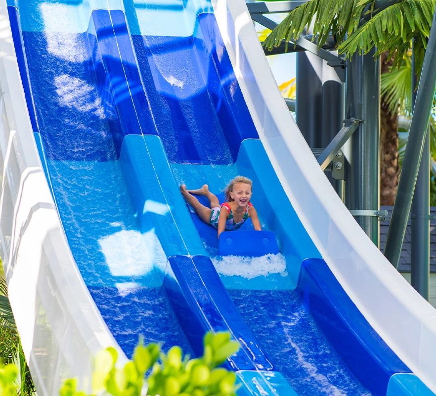 a girl on a water slide