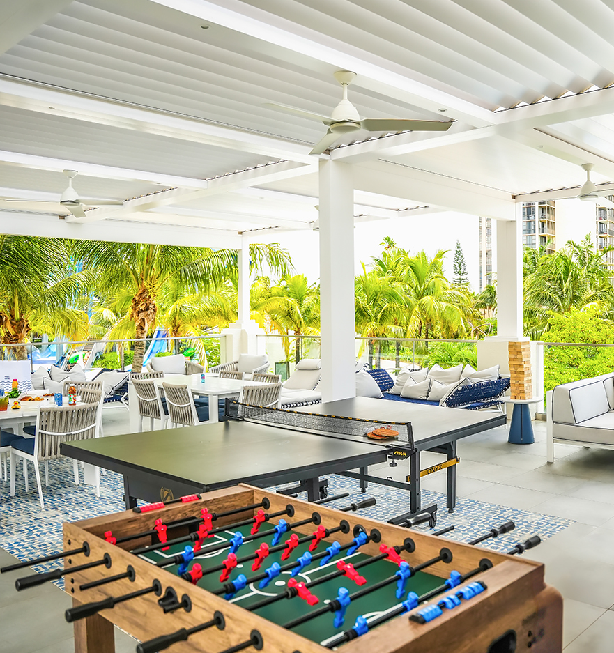 a table and chairs on a patio