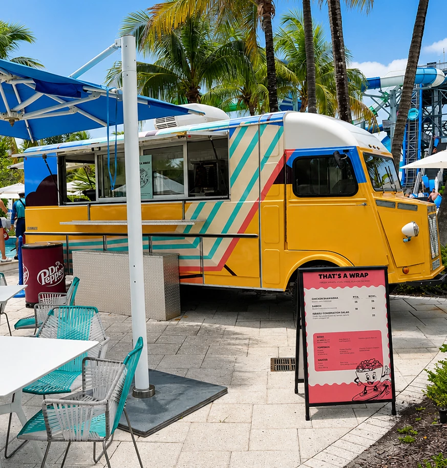 a food truck parked outside