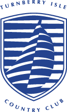 a blue and black striped logo