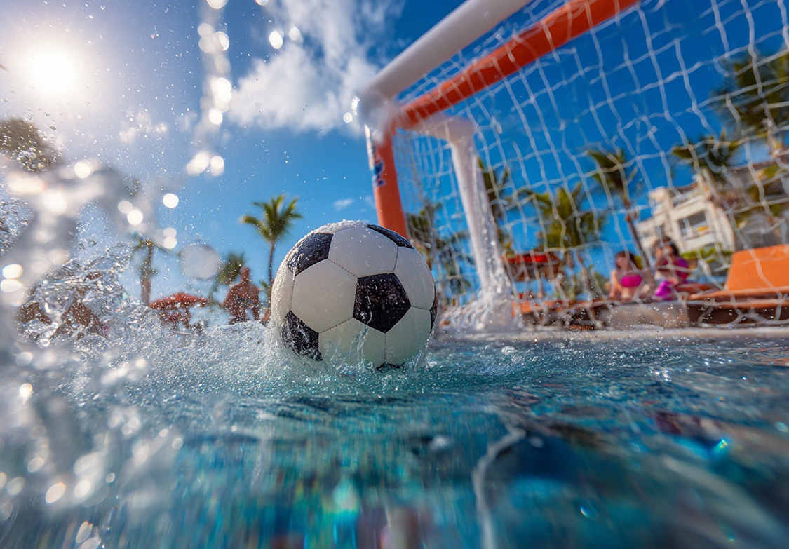 a football ball in the water