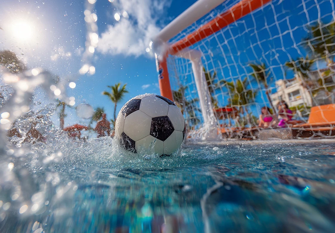 a football ball in the water