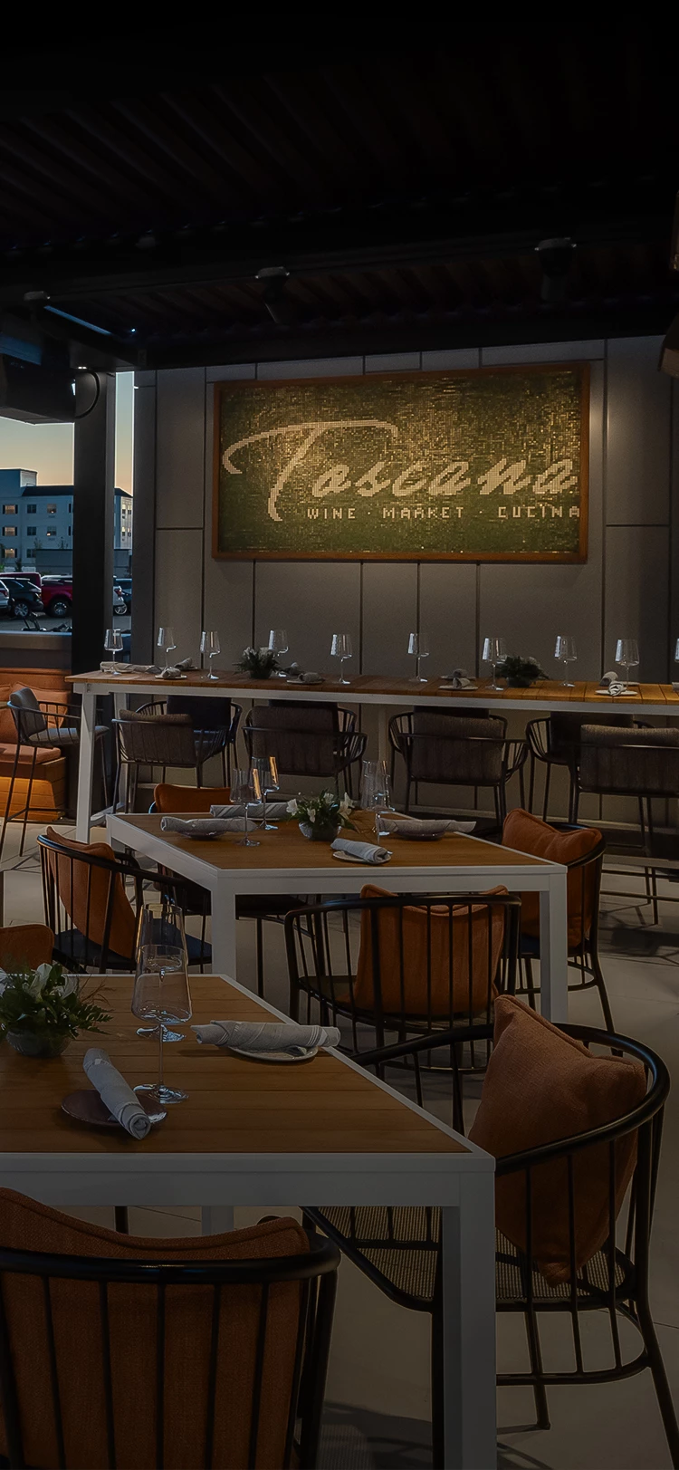 a restaurant with tables and chairs
