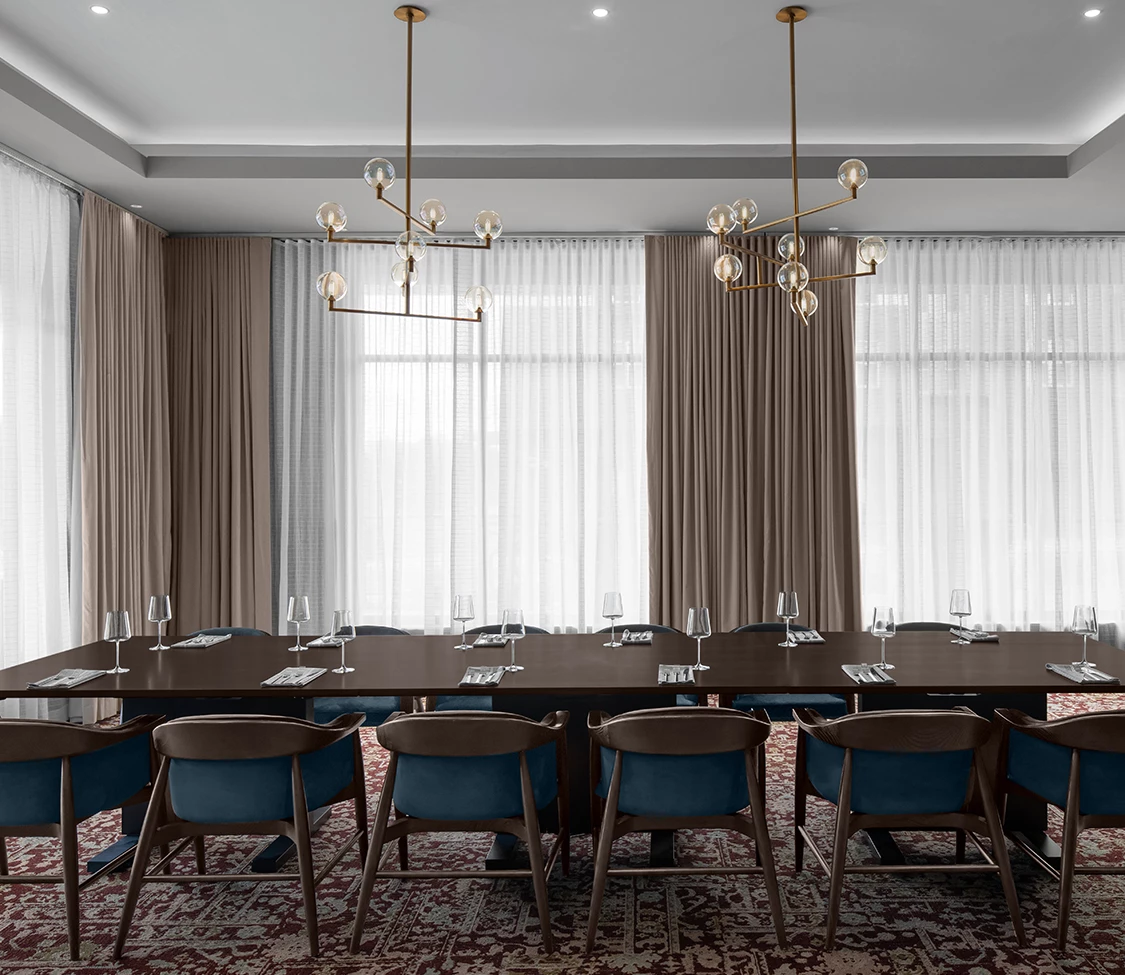 a room with chairs and tables