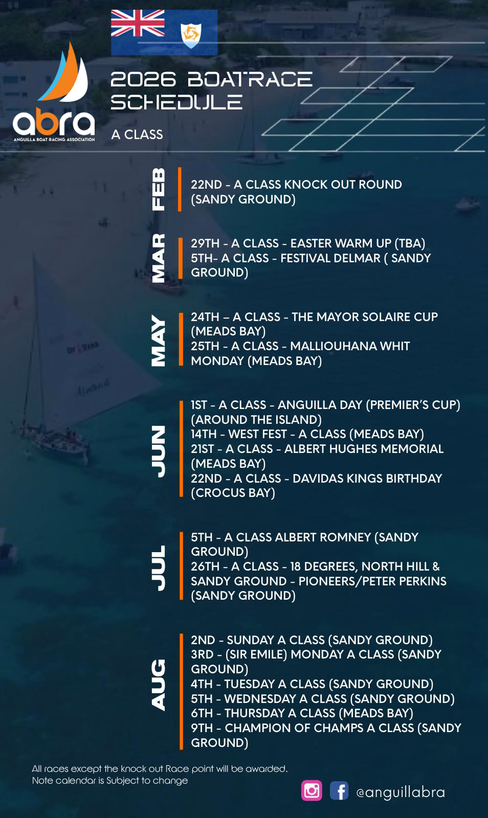 Anguilla Summer Festival 2026 Boat Race Schedule